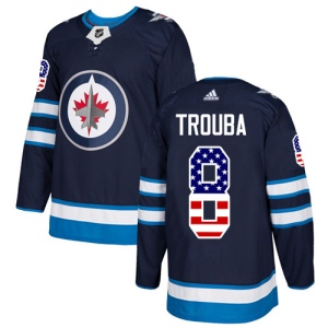 Men's Jacob Trouba Winnipeg Jets Authentic USA Flag Fashion Jersey - Navy Blue