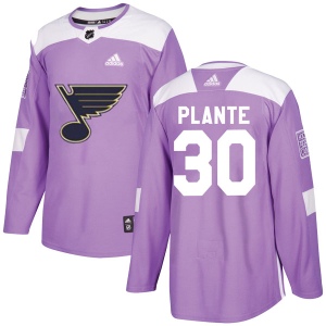 Men's Jacques Plante St. Louis Blues Authentic Hockey Fights Cancer Jersey - Purple