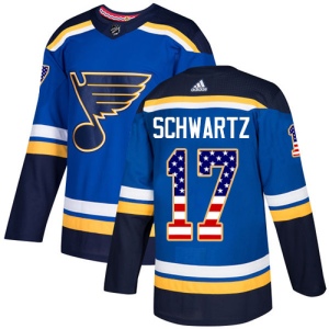 Men's Jaden Schwartz St. Louis Blues Authentic USA Flag Fashion Jersey - Blue