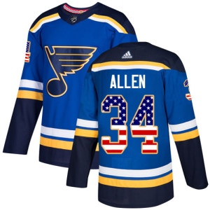 Men's Jake Allen St. Louis Blues Authentic USA Flag Fashion Jersey - Blue