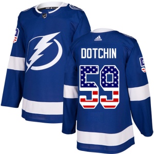 Men's Jake Dotchin Tampa Bay Lightning Authentic USA Flag Fashion Jersey - Blue