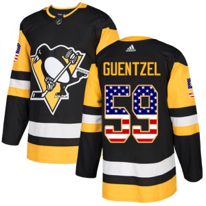 Men's Jake Guentzel Pittsburgh Penguins Authentic USA Flag Fashion Jersey - Black