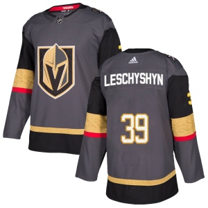 Men's Jake Leschyshyn Vegas Golden Knights Authentic Gray Home Jersey - Gold