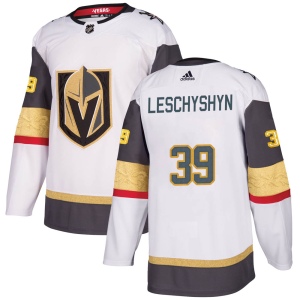 Men's Jake Leschyshyn Vegas Golden Knights Authentic White Away Jersey - Gold