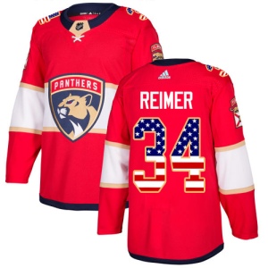 Men's James Reimer Florida Panthers Authentic USA Flag Fashion Jersey - Red