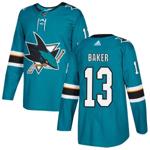 Men's Jamie Baker San Jose Sharks Authentic Home Jersey - Teal