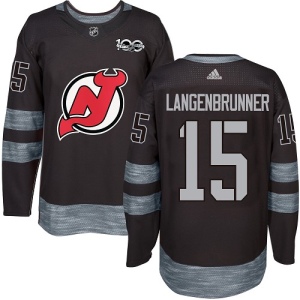 Men's Jamie Langenbrunner New Jersey Devils Authentic 1917-2017 100th Anniversary Jersey - Black