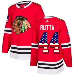 Men's Jan Rutta Chicago Blackhawks Authentic USA Flag Fashion Jersey - Red