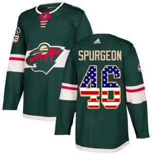 Men's Jared Spurgeon Minnesota Wild Authentic USA Flag Fashion Jersey - Green