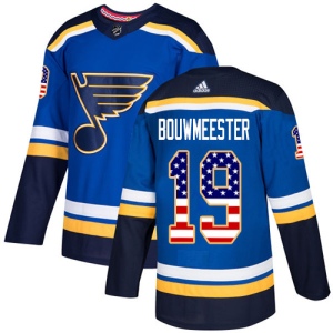 Men's Jay Bouwmeester St. Louis Blues Authentic USA Flag Fashion Jersey - Blue