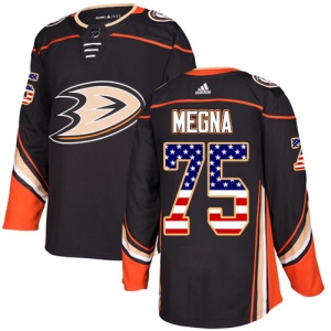 Men's Jaycob Megna Anaheim Ducks Authentic USA Flag Fashion Jersey - Black