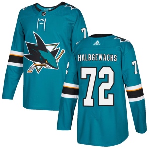 Men's Jayden Halbgewachs San Jose Sharks Authentic Home Jersey - Teal