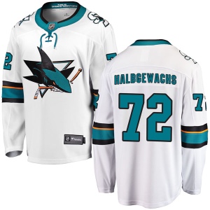 Men's Jayden Halbgewachs San Jose Sharks Breakaway Away Jersey - White