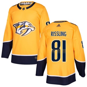 Men's Jaynen Rissling Nashville Predators Authentic Home Jersey - Gold