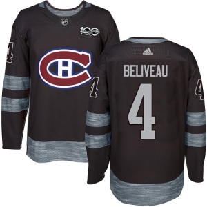 Men's Jean Beliveau Montreal Canadiens Authentic 1917-2017 100th Anniversary Jersey - Black