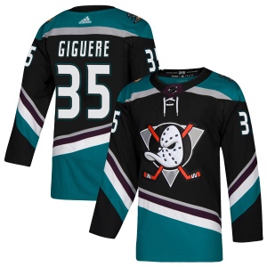 Men's Jean-Sebastien Giguere Anaheim Ducks Authentic Teal Alternate Jersey - Black