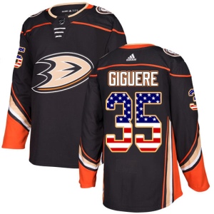 Men's Jean-Sebastien Giguere Anaheim Ducks Authentic USA Flag Fashion Jersey - Black