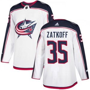 Men's Jeff Zatkoff Columbus Blue Jackets Authentic Away Jersey - White