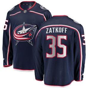 Men's Jeff Zatkoff Columbus Blue Jackets Breakaway Home Jersey - Navy