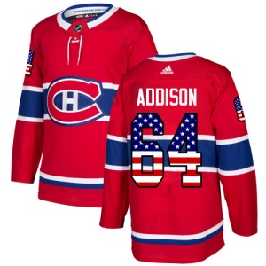 Men's Jeremiah Addison Montreal Canadiens Authentic USA Flag Fashion Jersey - Red