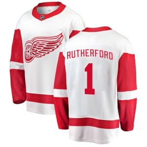 Men's Jim Rutherford Detroit Red Wings Breakaway Away Jersey - White