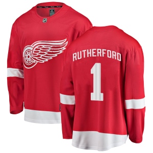 Men's Jim Rutherford Detroit Red Wings Breakaway Home Jersey - Red