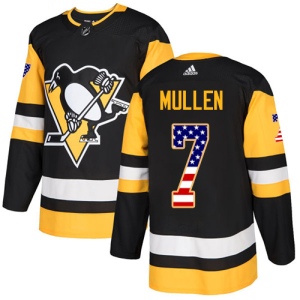 Men's Joe Mullen Pittsburgh Penguins Authentic USA Flag Fashion Jersey - Black