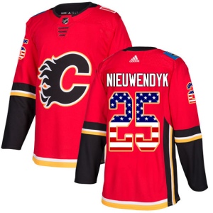 Men's Joe Nieuwendyk Calgary Flames Authentic USA Flag Fashion Jersey - Red