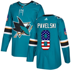 Men's Joe Pavelski San Jose Sharks Authentic Teal USA Flag Fashion Jersey - Green