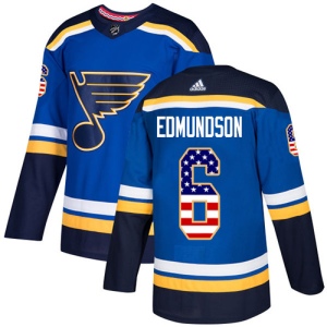 Men's Joel Edmundson St. Louis Blues Authentic USA Flag Fashion Jersey - Blue