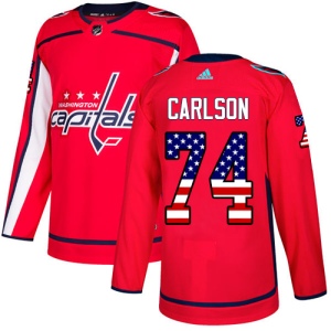 Men's John Carlson Washington Capitals Authentic USA Flag Fashion Jersey - Red