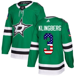 Men's John Klingberg Dallas Stars Authentic USA Flag Fashion Jersey - Green