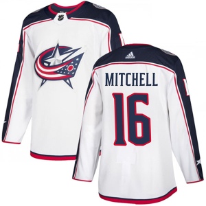 Men's John Mitchell Columbus Blue Jackets Authentic Away Jersey - White