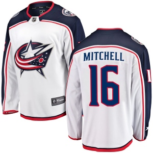 Men's John Mitchell Columbus Blue Jackets Breakaway Away Jersey - White