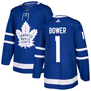 Men's Johnny Bower Toronto Maple Leafs Authentic Jersey - Blue