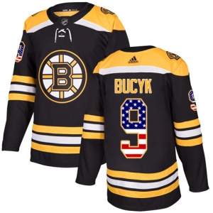 Men's Johnny Bucyk Boston Bruins Authentic USA Flag Fashion Jersey - Black