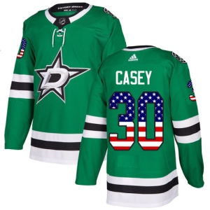 Men's Jon Casey Dallas Stars Authentic USA Flag Fashion Jersey - Green