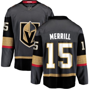 Men's Jon Merrill Vegas Golden Knights Black Home Breakaway Jersey - Gold