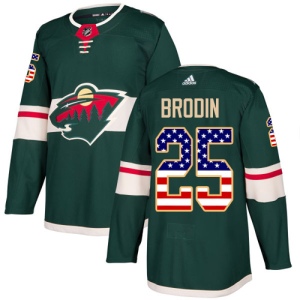 Men's Jonas Brodin Minnesota Wild Authentic USA Flag Fashion Jersey - Green