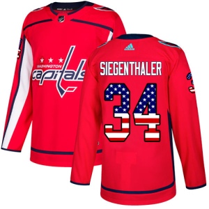 Men's Jonas Siegenthaler Washington Capitals Authentic USA Flag Fashion Jersey - Red