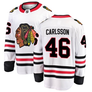 Men's Jonathan Carlsson Chicago Blackhawks Breakaway Away Jersey - White