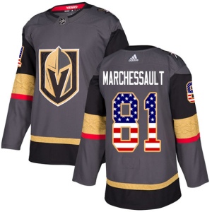 Men's Jonathan Marchessault Vegas Golden Knights Authentic Gray USA Flag Fashion Jersey - Gold