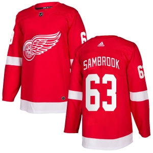 Men's Jordan Sambrook Detroit Red Wings Authentic Home Jersey - Red