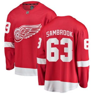 Men's Jordan Sambrook Detroit Red Wings Breakaway Home Jersey - Red