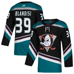 Men's Joseph Blandisi Anaheim Ducks Authentic Teal Alternate Jersey - Black