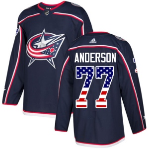 Men's Josh Anderson Columbus Blue Jackets Authentic USA Flag Fashion Jersey - Navy Blue