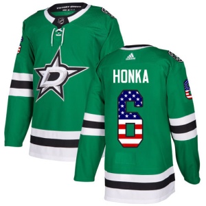 Men's Julius Honka Dallas Stars Authentic USA Flag Fashion Jersey - Green