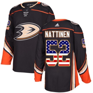 Men's Julius Nattinen Anaheim Ducks Authentic USA Flag Fashion Jersey - Black