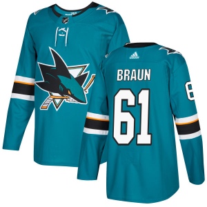 Men's Justin Braun San Jose Sharks Authentic Jersey - Teal