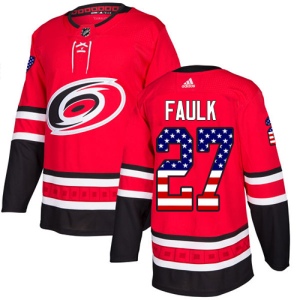 Men's Justin Faulk Carolina Hurricanes Authentic USA Flag Fashion Jersey - Red